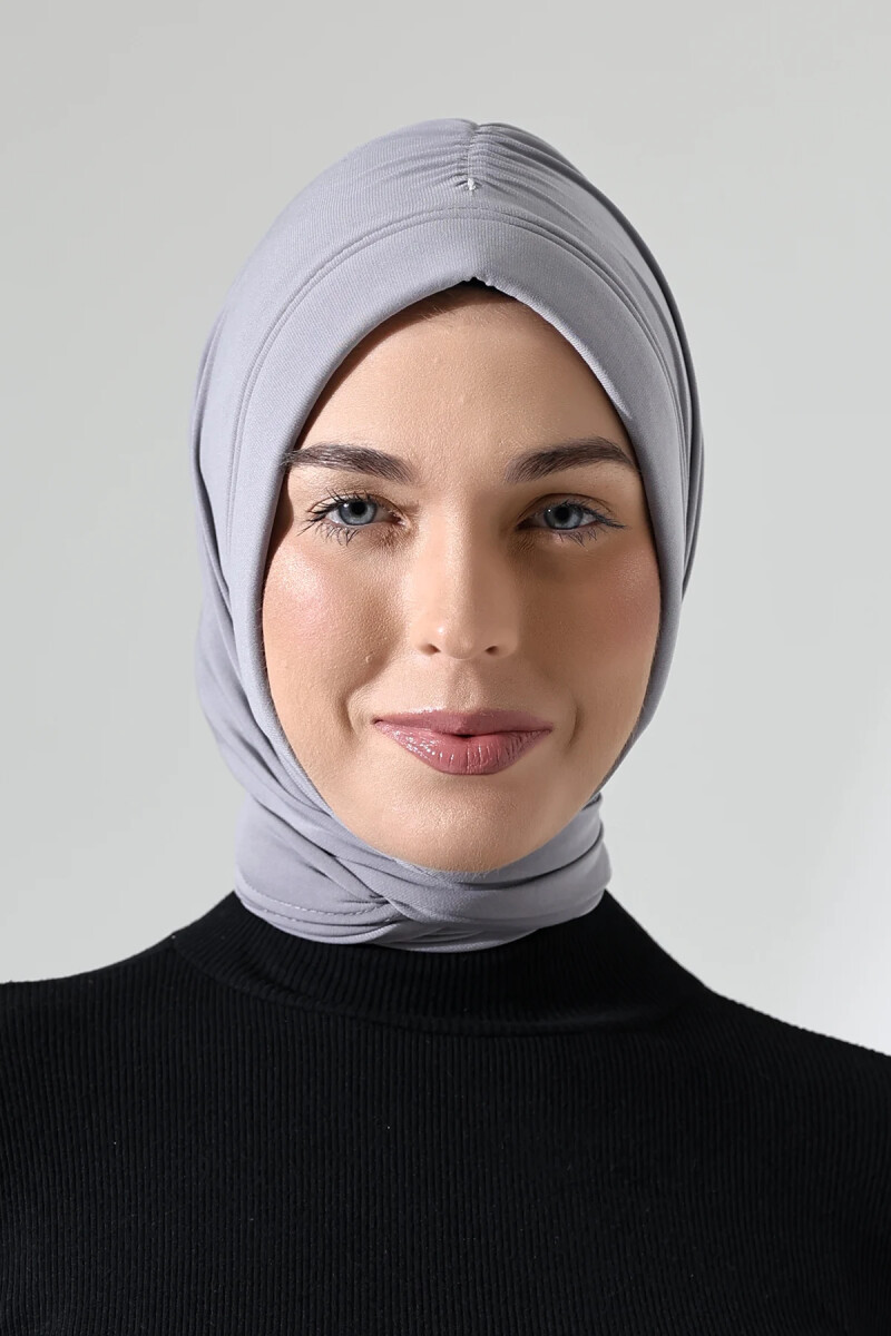Üç Farklı Bağlamalı Tesettür Hazır Pratik Şal Gri - ihvanonline