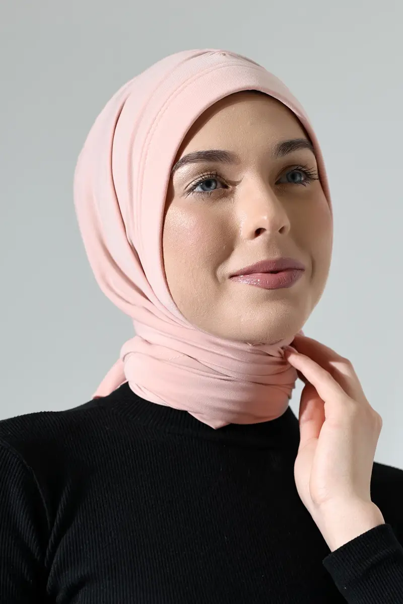 Üç Farklı Bağlamalı Tesettür Hazır Pratik Şal Pembe - 1