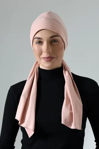 Üç Farklı Bağlamalı Tesettür Hazır Pratik Şal Pembe - 3