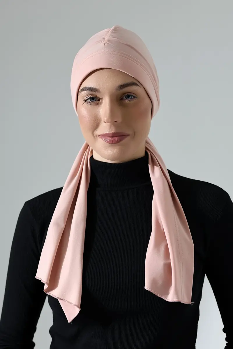 Üç Farklı Bağlamalı Tesettür Hazır Pratik Şal Pembe - 3