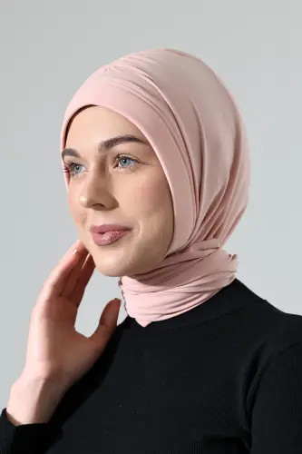 Üç Farklı Bağlamalı Tesettür Hazır Pratik Şal Pembe - 4