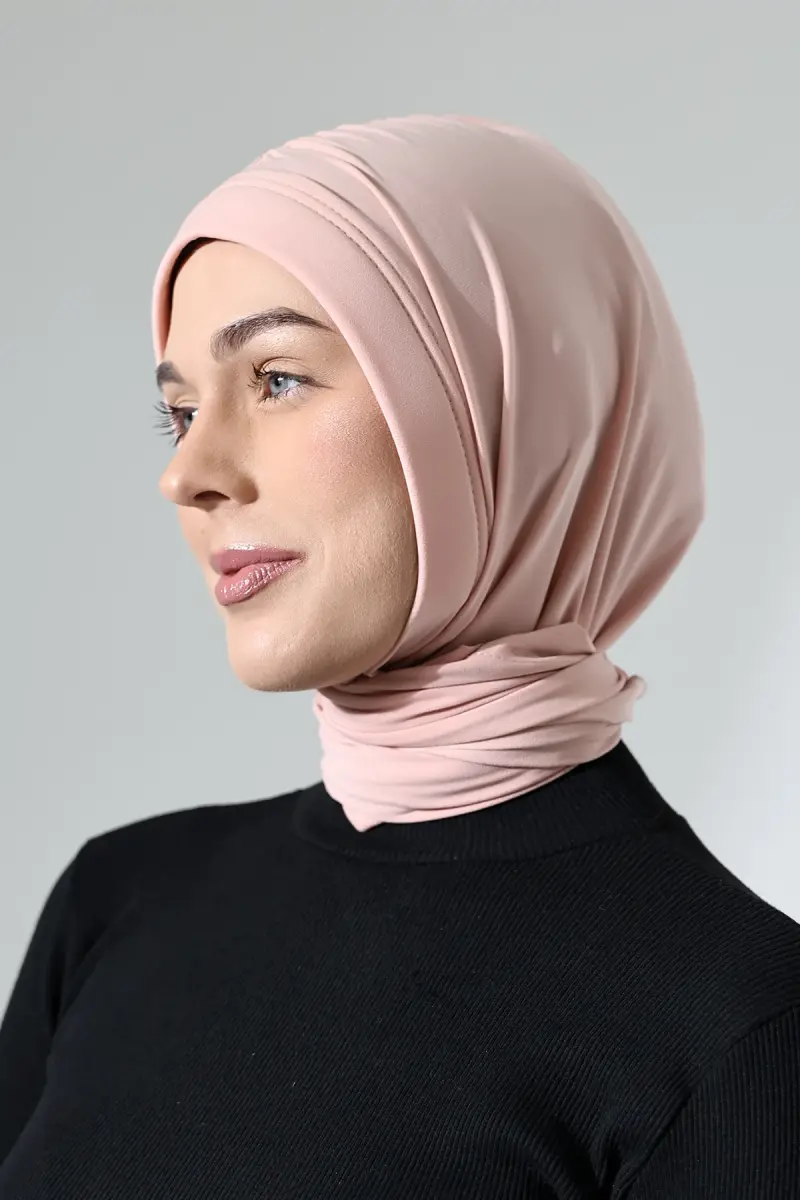 Üç Farklı Bağlamalı Tesettür Hazır Pratik Şal Pembe - 5
