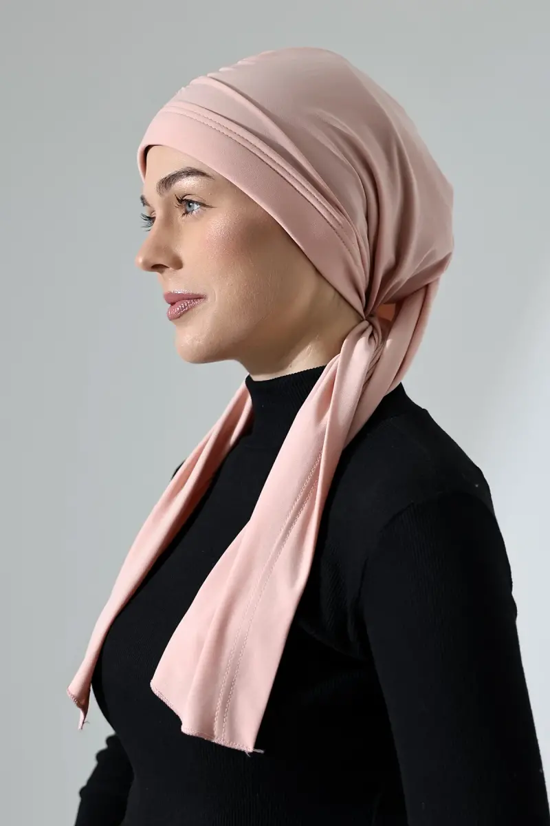 Üç Farklı Bağlamalı Tesettür Hazır Pratik Şal Pembe - 9