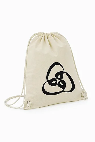 Üç Vavlı Baskılı Ham Bez Sırt Çantası, Büzgülü Ayarlanabilir Terletmeyen Unisex Hac Umre Çantası - 3