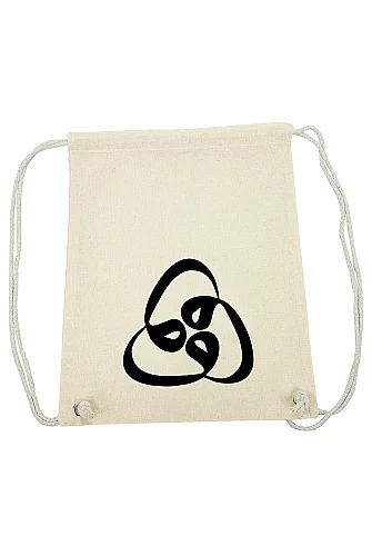 Üç Vavlı Baskılı Ham Bez Sırt Çantası, Büzgülü Ayarlanabilir Terletmeyen Unisex Hac Umre Çantası - 4