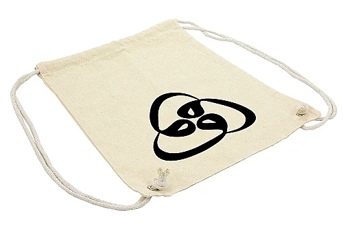 Üç Vavlı Baskılı Ham Bez Sırt Çantası, Büzgülü Ayarlanabilir Terletmeyen Unisex Hac Umre Çantası - 5