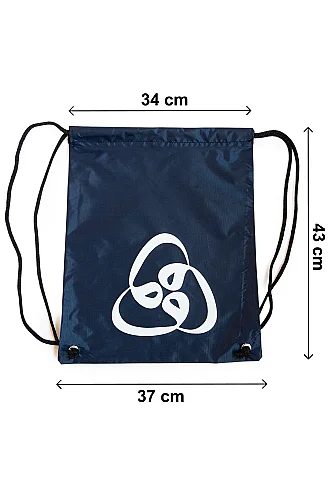 Üç Vavlı Hac Umre Terlik Çantası, Suya Dayanıklı, Büzmeli Ayarlanabilir Torba Sırt Çantası - Lacivert - 2