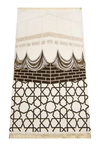 Ultra Luxurious Pendant Lamp Kaaba Cover Model Cream Chenille Prayer Rug 12 - 1