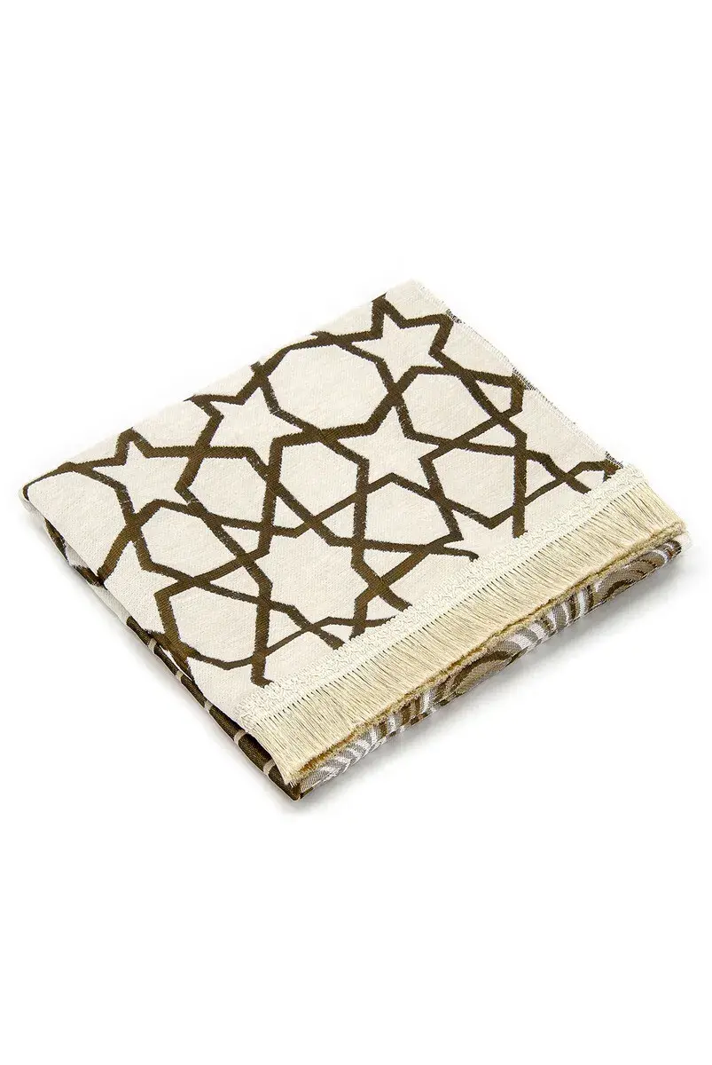 Ultra Luxurious Pendant Lamp Kaaba Cover Model Cream Chenille Prayer Rug 12 - 4