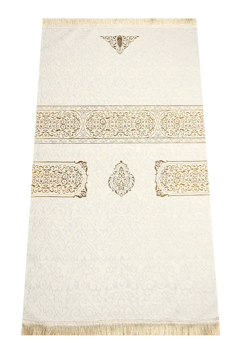 Ultra Luxury Kaaba Cover Cream Prayer Rug 10 - 1