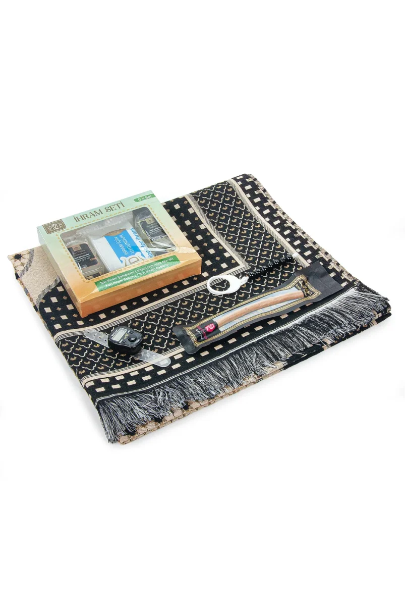 Vavlı Bez Sırt Çantası, 5li İhram Seti, Seccade, Misvak, Zikirmatik, Say Tesbihi - Umre İhtiyaç Seti - 6