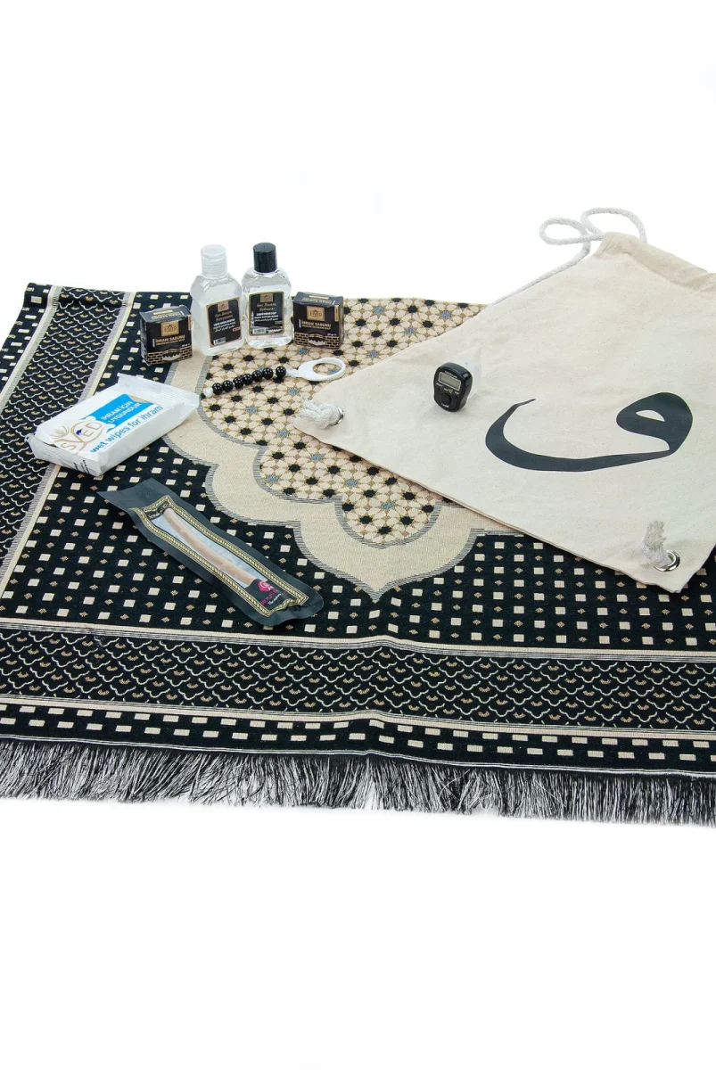 Vavlı Bez Sırt Çantası, 5li İhram Seti, Seccade, Misvak, Zikirmatik, Say Tesbihi - Umre İhtiyaç Seti - 2