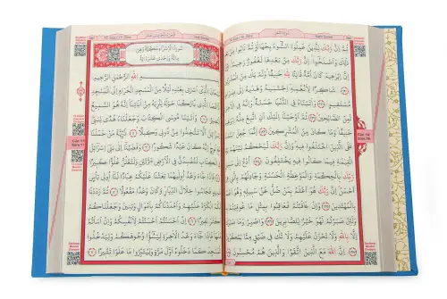 Vav Desenli Termo Deri Ciltli Sade Arapça Hafız Boy Kuran-ı Kerim Mavi - 5