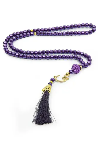 Vavlı Tuğralı 99 lu İnci Tesbih - Mürdüm 