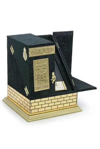 Velvet Covered Kaaba Looking Large Size MDF Wooden Model Korani Kerim Set - ihvanonline (1)