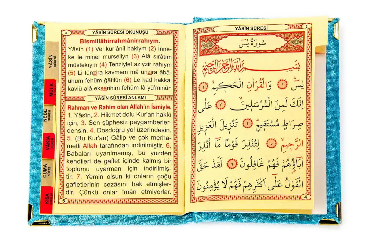 Velvet Yasin Book Bag Size Prayer Rug Rosary Boxed Blue - 5