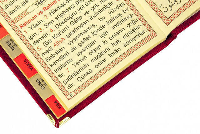 Velvet Coated Yasin Book - Bag Boy - Name Special Plate - Rosary - Marsupeli - Bordeaux Color - Mevlut Gift - Thumbnail