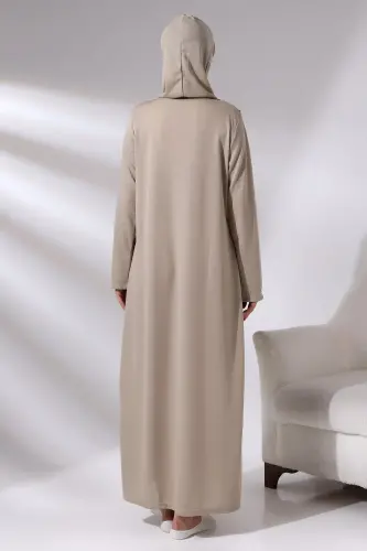 Vizon Kadın Pratik Başörtülü Fermuarlı Tek Parça Namaz Elbisesi Seccade Seti - 7