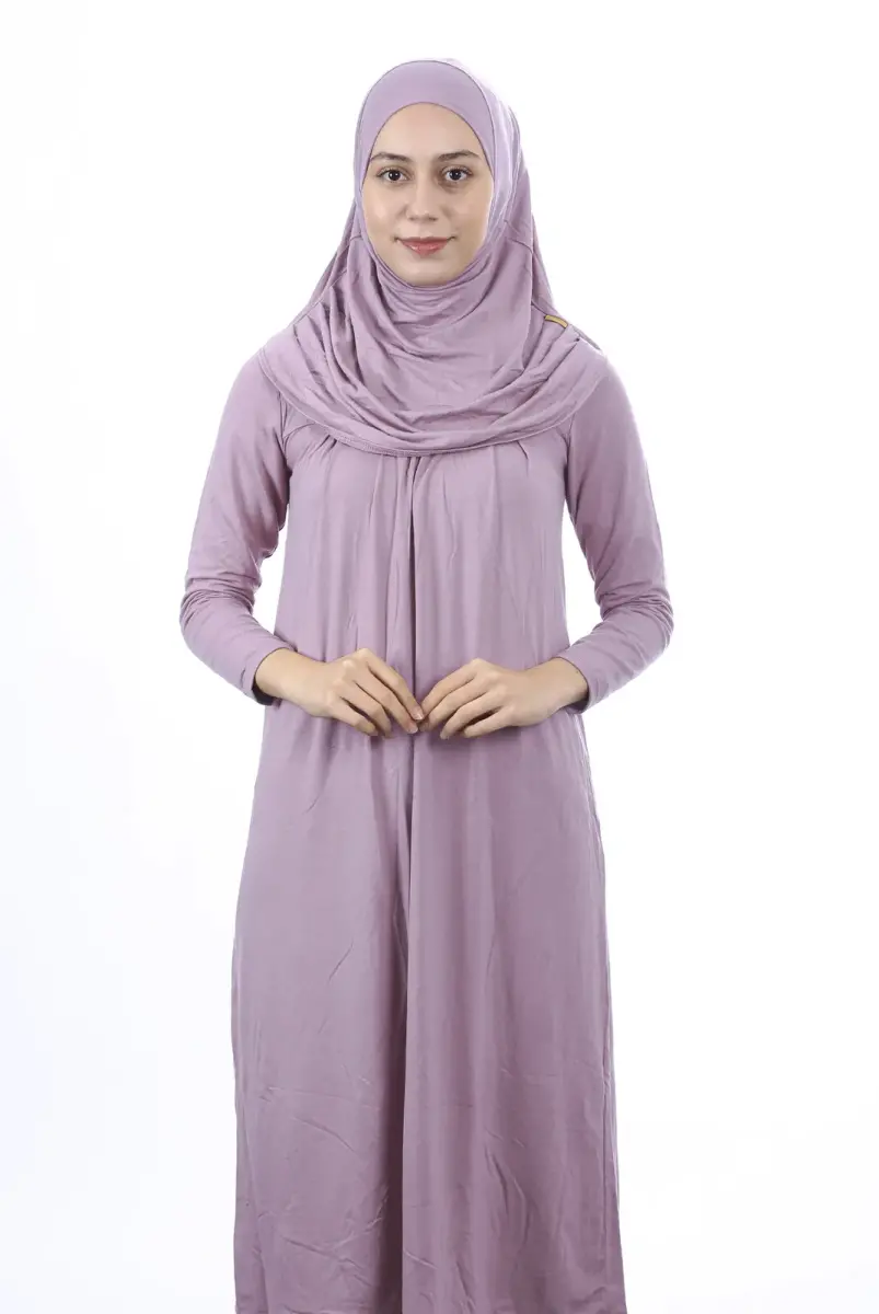 Waiter Size 12-15 Years Dried Rose One Piece Women's Prayer Dress with Headscarf - 1