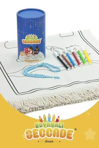 Washable Painted Prayer Rug Set for Children Blue - ihvanonline (1)