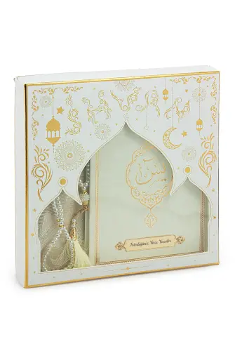 White Dowry Prayer Rug Set Suitable for the Bride's Bundle Religious Gift Personalized Yasin Book - ihvanonline (1)