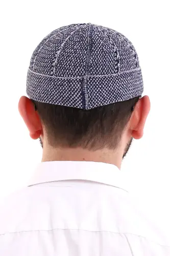 Winter Velvet Skull Covered Patterned - Navy Blue - 4