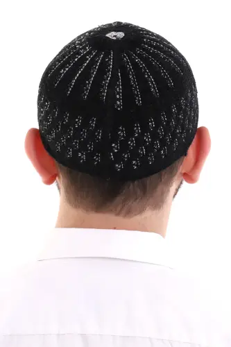 Winter Velvet Skull Straw Pattern - Black-White - 5