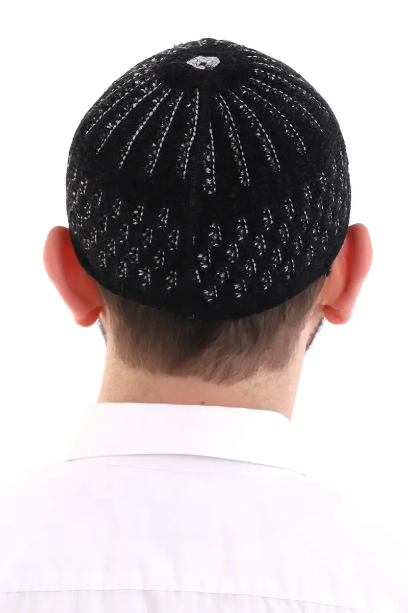 Winter Velvet Skull Straw Pattern - Black-White - 5