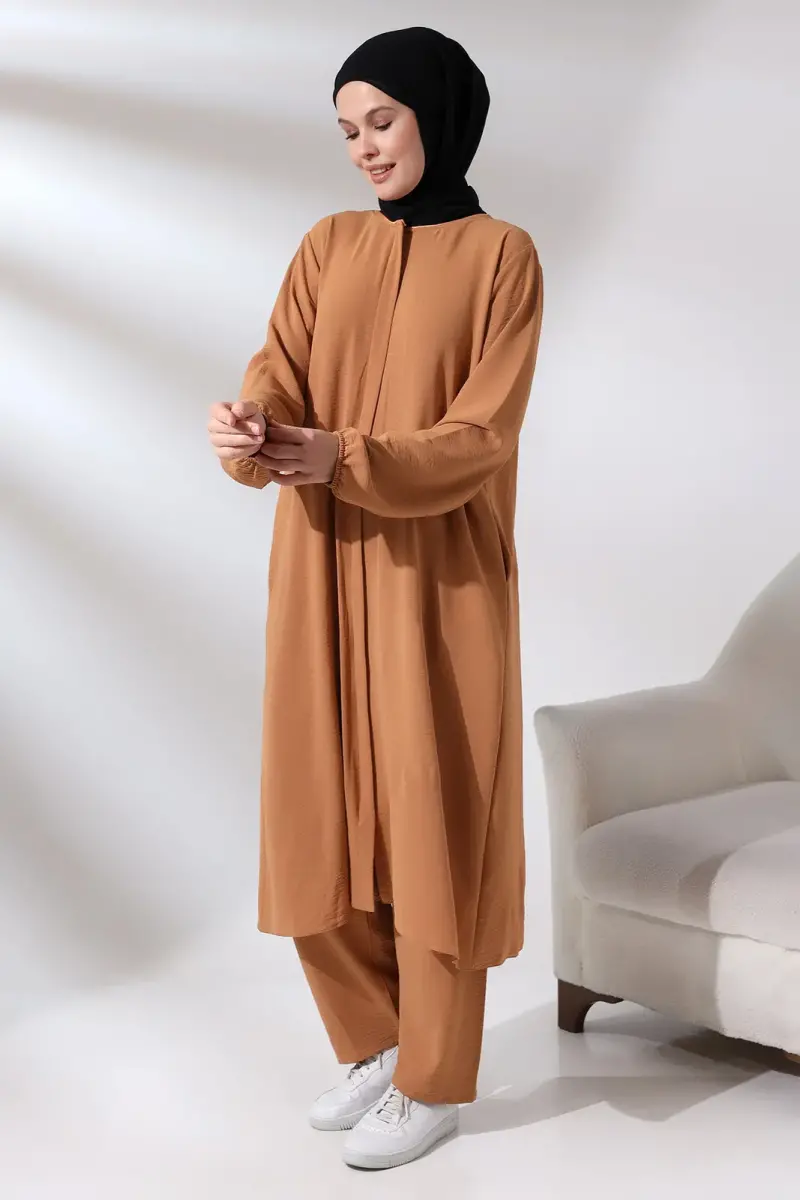 Women's Hajj and Umrah Clothing Afghan Double Set Salmon - 2