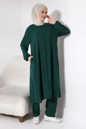 Women's Hajj and Umrah Clothing Afghan Two-piece Suit Emerald Green - 6