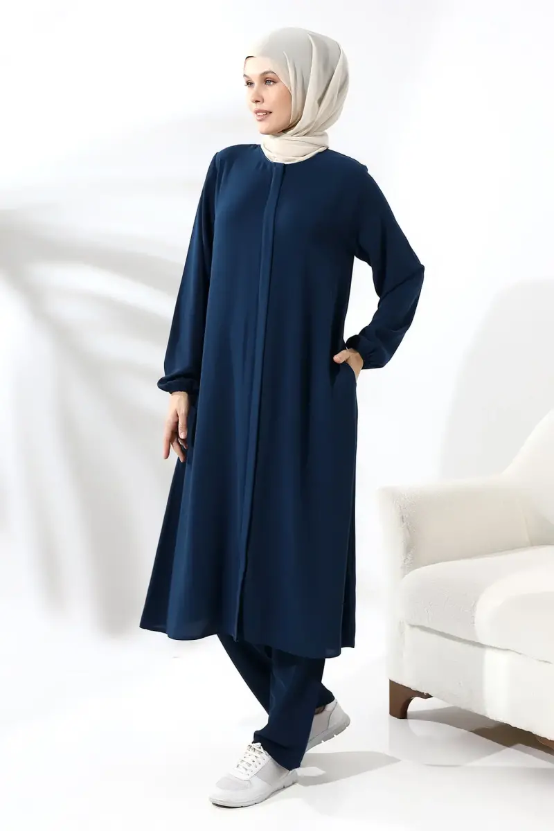 Women's Umrah and Hajj Dress Elite Fabric Navy Blue - 3