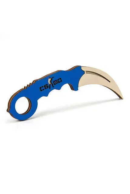 Wooden Karambit - Cs Go Karambit Toy - Educational Toy - Blue - 1