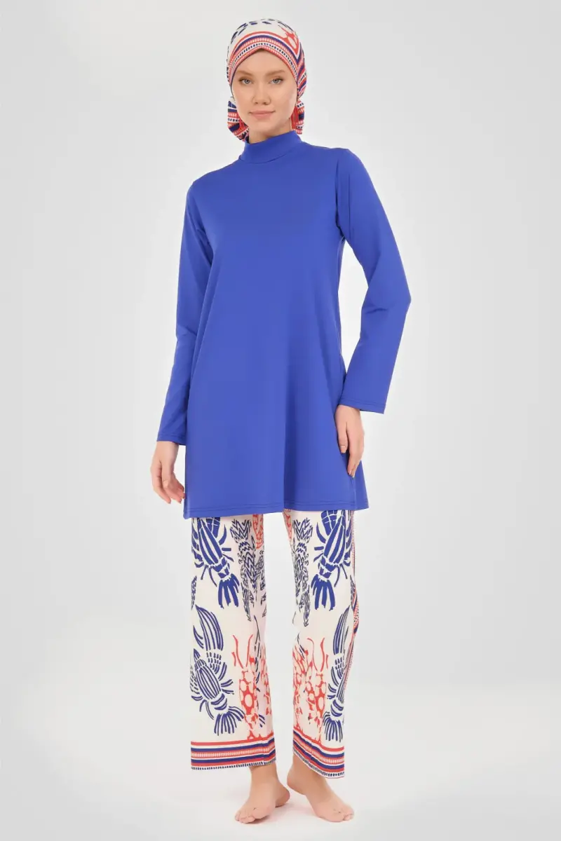 Alfasa Yakamoz Desenli Hızlı Kuruyan Tam Tesettür Mayo - 24607-25 - 1