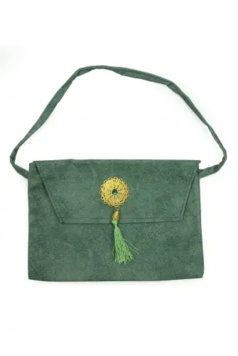 Nubuk Orta Boy Kuranı Kerim Taşıma Çantası Yeşil 