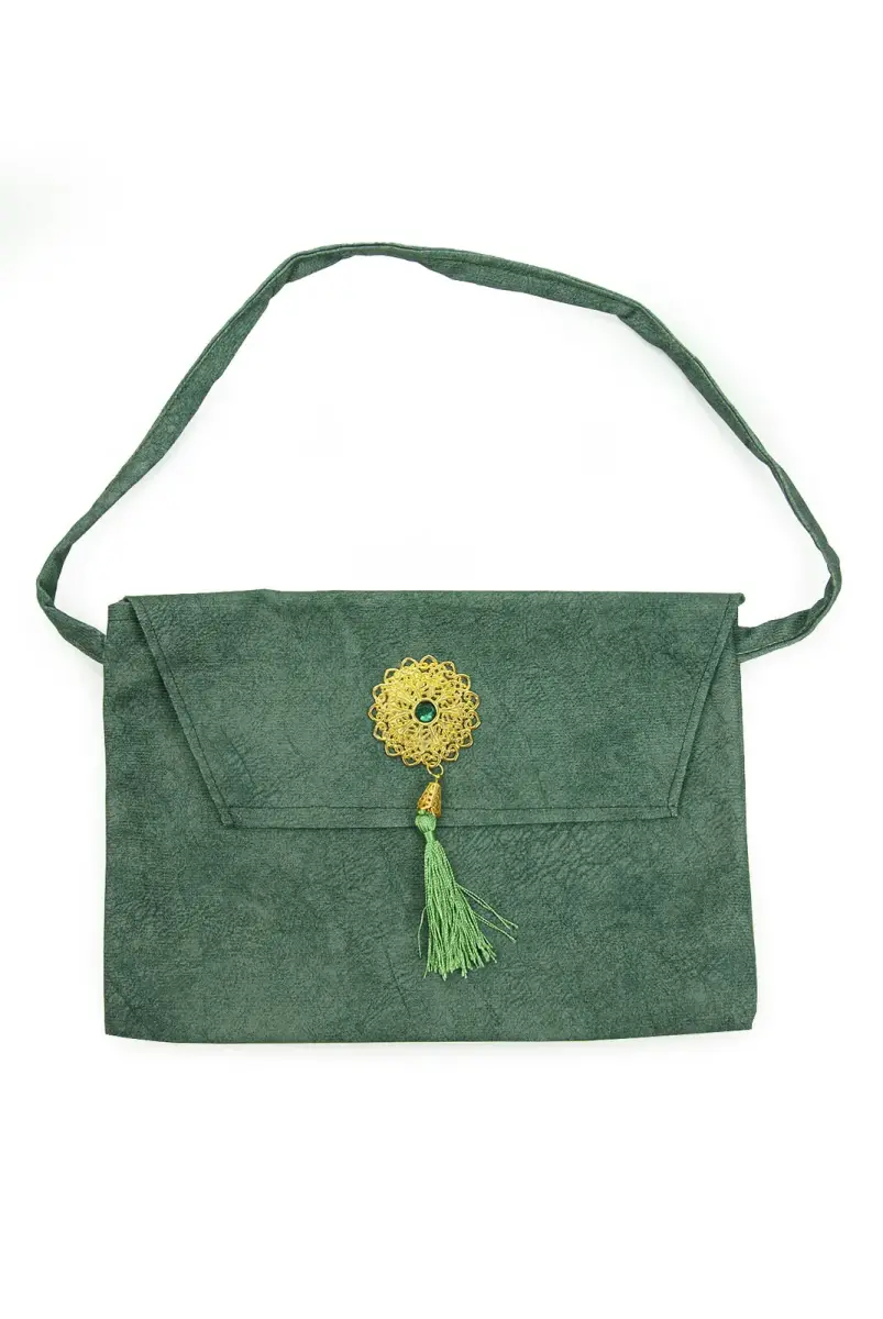 Nubuk Orta Boy Kuranı Kerim Taşıma Çantası Yeşil - 1