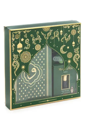 Yeşil Vav Desenli Termo Deri Arapça Kuranı Kerim ve Seccade Seti - ihvanonline (1)