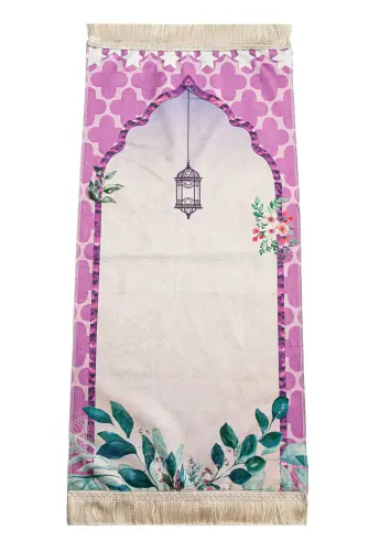 Yumuşak Dokulu Dijital Baskılı Çocuk Seccadesi - Pembe - 1