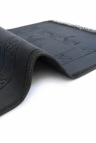 Yumuşak Kadife Dokulu Mihrap Desenli Peluş Seccade Siyah - 4