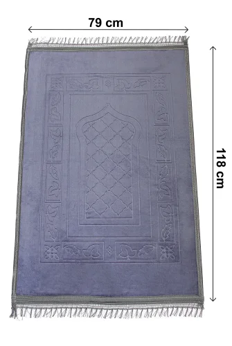 Yumuşak Kadife Dokulu Peluş Seccade Füme - 7