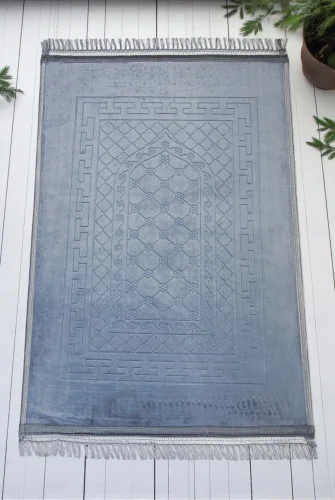 Yumuşak Kadife Dokulu Peluş Seccade Gri - ihvanonline (1)