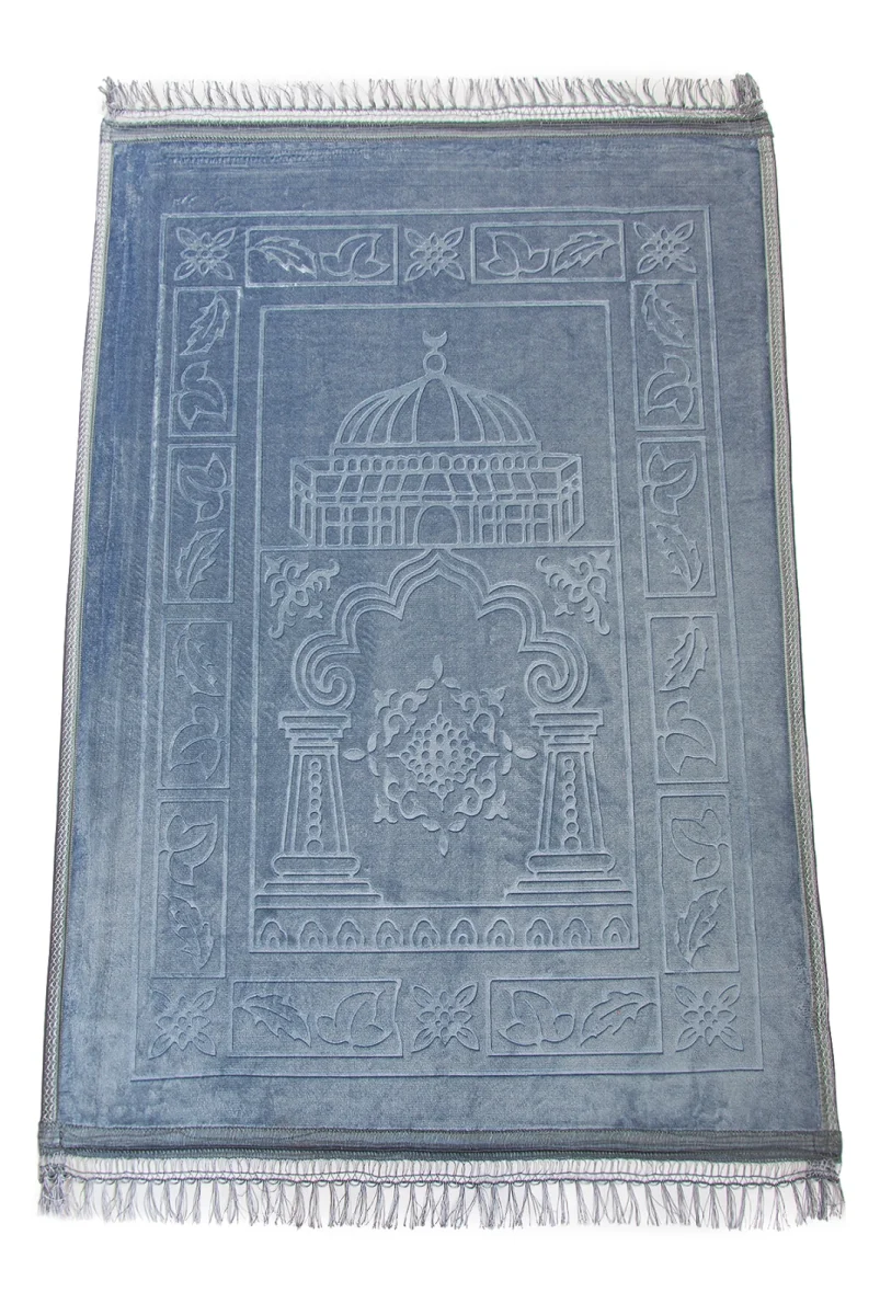 Yumuşak Kadife Dokulu Peluş Seccade Gri - 3