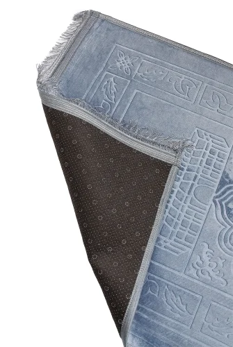 Yumuşak Kadife Dokulu Peluş Seccade Gri - 5