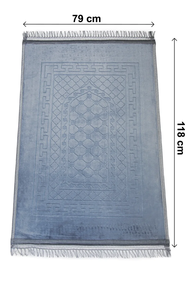 Yumuşak Kadife Dokulu Peluş Seccade Gri - 7