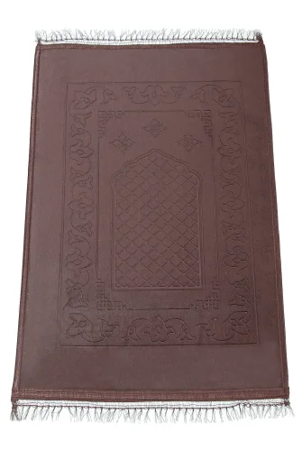 Yumuşak Kadife Dokulu Peluş Seccade Kahverengi - 3