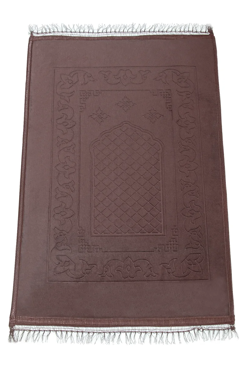 Yumuşak Kadife Dokulu Peluş Seccade Kahverengi - 3