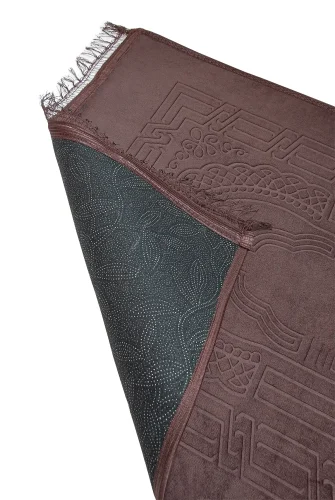 Yumuşak Kadife Dokulu Peluş Seccade Kahverengi - 5