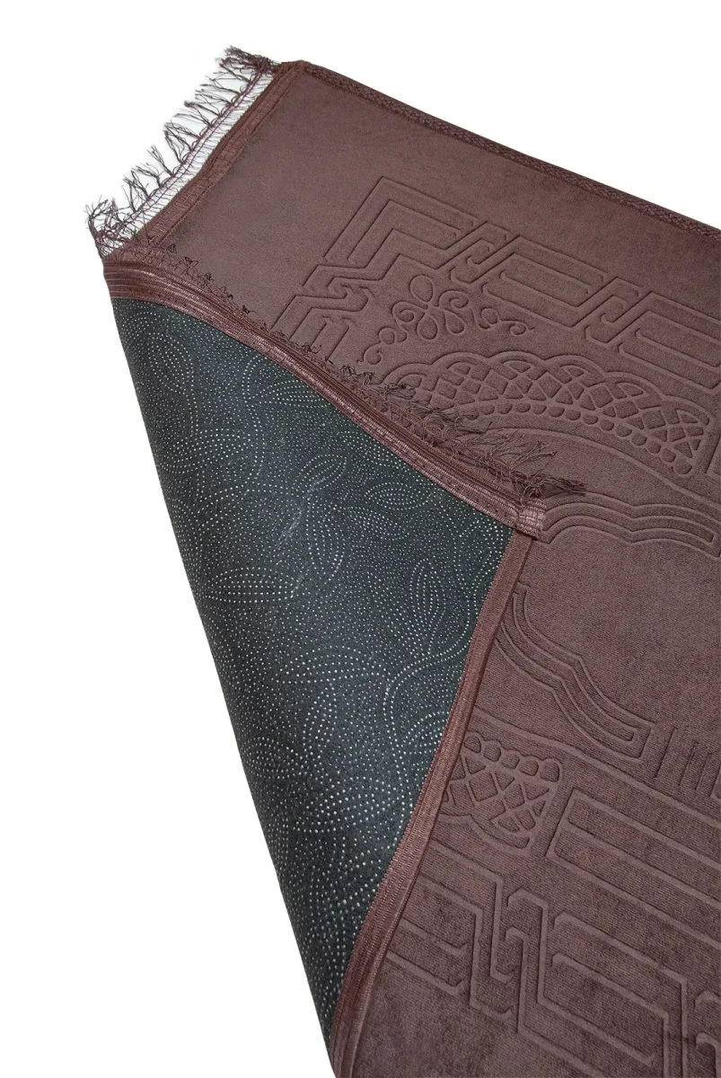 Yumuşak Kadife Dokulu Peluş Seccade Kahverengi - 5