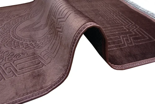 Yumuşak Kadife Dokulu Peluş Seccade Kahverengi - 6