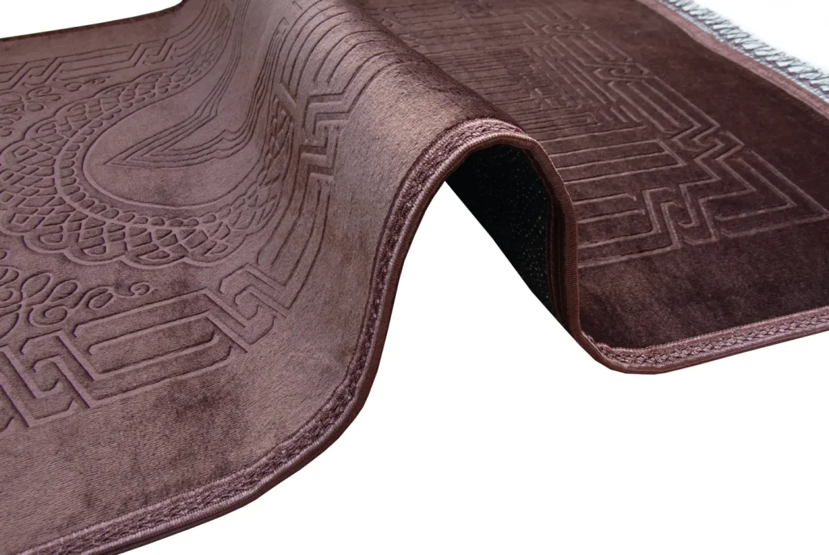 Yumuşak Kadife Dokulu Peluş Seccade Kahverengi - 6