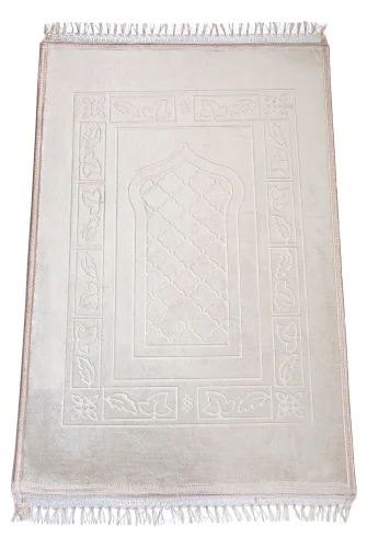 Yumuşak Kadife Dokulu Peluş Seccade Krem - 3